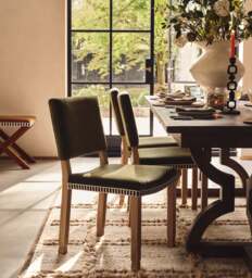 OKA, Abbey Velvet Dining Chair - Spruce, Dining Chair - thumbnail 1