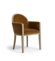 OKA, Wilbur Velvet Dining Chair - Dark Weathered Oak/Caramel, Dining Chair - thumbnail 2