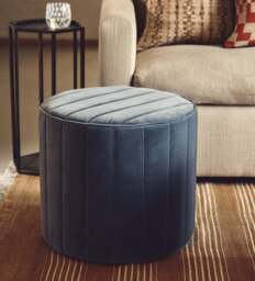 OKA, Santorelli Velvet Ottoman - Air Force Blue, Footstool - thumbnail 1