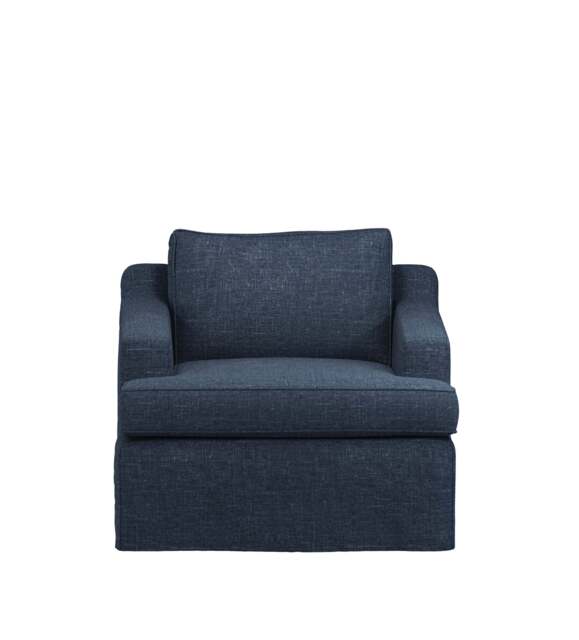 OKA, COVER ONLY - Beale Laundered Linen Loose Cover for Armchair - Midnight Blue, MTO Sofa Loose Cover - image 1