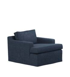 OKA, COVER ONLY - Beale Laundered Linen Loose Cover for Armchair - Midnight Blue, MTO Sofa Loose Cover - thumbnail 2