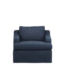 OKA, COVER ONLY - Beale Laundered Linen Loose Cover for Armchair - Midnight Blue, MTO Sofa Loose Cover - thumbnail 1