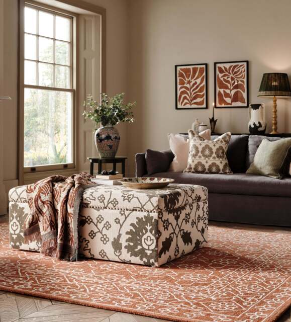 OKA, Khurshid Upholstered Storage Ottoman - Green, Ottoman - image 1