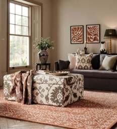 OKA, Khurshid Upholstered Storage Ottoman - Green, Ottoman