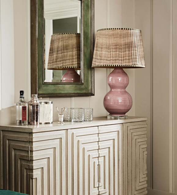OKA, Elgin Pleated Silk Lampshade 45cm - Green/Natural, Lampshade - image 1