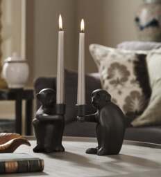 OKA, Simia Candle Holders Pair - Antique Brown, Candle Holder
