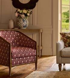 OKA, Annalee Ghini Feathers Linen Armchair - Red Garnet, Armchair - thumbnail 1