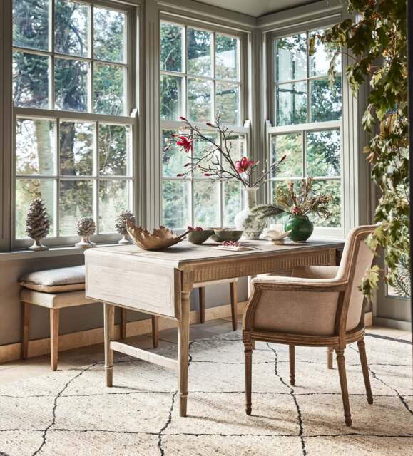 OKA, Cythera Extendable Grey Wood Dining Table - Distressed Grey, Dining Table - image 1