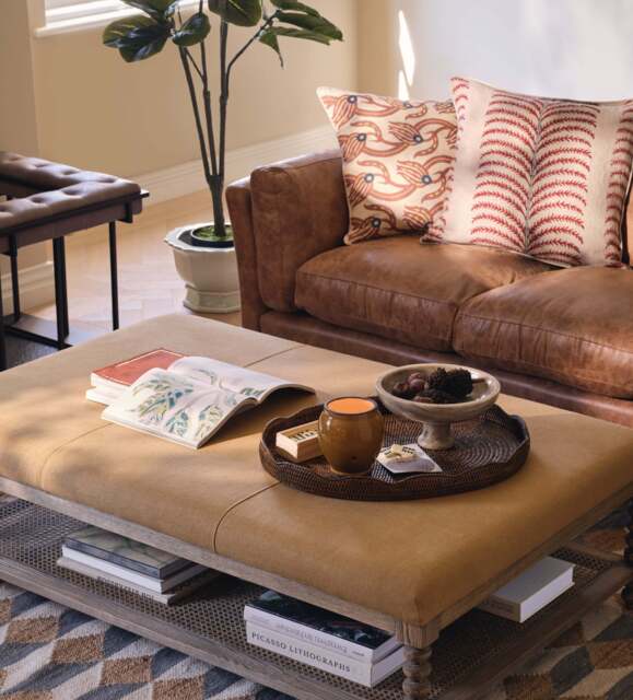 OKA, Marwick Leather 2-Seater Sofa - Aged Tobacco, Sofa - image 1