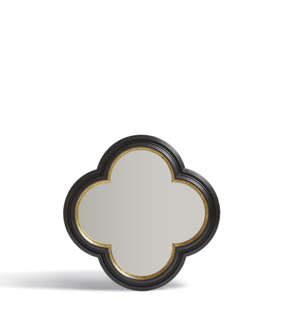 OKA, Oban Clover Mirror - Black, Mirrors, Glass/MDF Wood