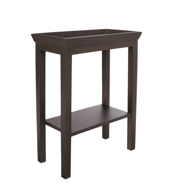 OKA, Gustavian Wooden Sofa Side Table - Ebony/Brown, Side Tables, Wood