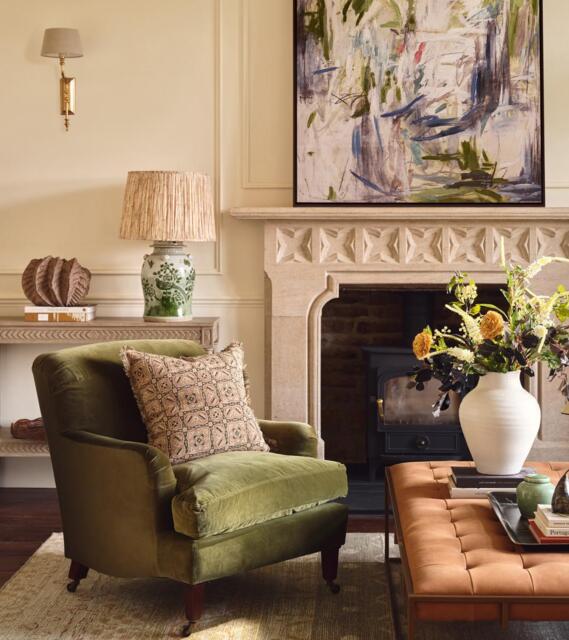 OKA, Coleridge Armchair - Velvet Spruce, Armchairs, Velvet