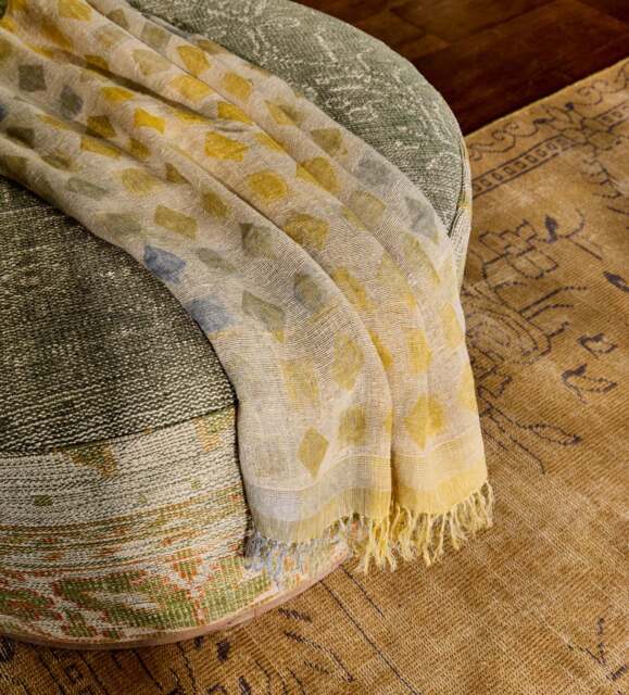 OKA, Rosarch Upholstered Ottoman - Sage, Ottoman - image 1