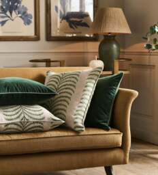OKA, Areca Palm Stripe Linen Cushion Cover - Putting Green, Cushion Cover