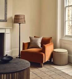 OKA, Alora Velvet Armchair - Dirty Orange, Armchair