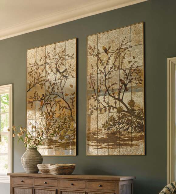 OKA, Phaethon Mirrored Wall Art Panels Pair - Antique Gold, Wall Art - image 1