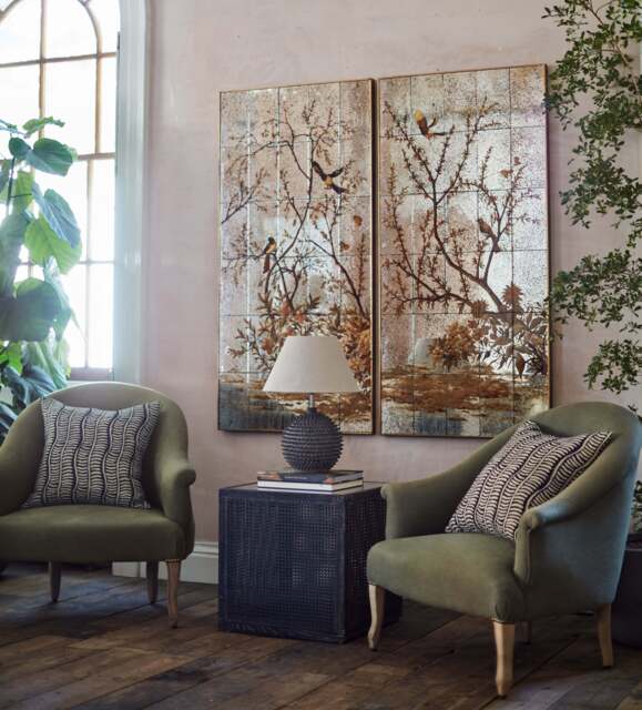 OKA, Phaethon Mirrored Wall Art Panels Pair - Antique Gold, Wall Art - image 1
