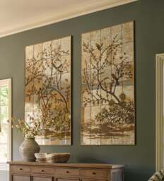 OKA, Phaethon Mirrored Wall Art Panels Pair - Antique Gold, Wall Art - thumbnail 1