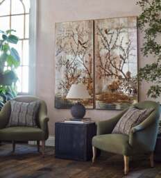 OKA, Phaethon Mirrored Wall Art Panels Pair - Antique Gold, Wall Art - thumbnail 1