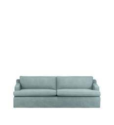 OKA, COVER ONLY - Beale Stonewash Linen Loose Cover for 3-Seater Sofa - Aqua, MTO Sofa Loose Cover