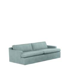 OKA, COVER ONLY - Beale Stonewash Linen Loose Cover for 3-Seater Sofa - Aqua, MTO Sofa Loose Cover - thumbnail 2