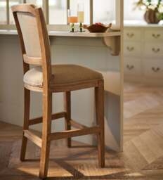 OKA, Camaret Bar Stool - Weathered Oak/Wild Oats Wide Herringbone, Bar Stool - thumbnail 1
