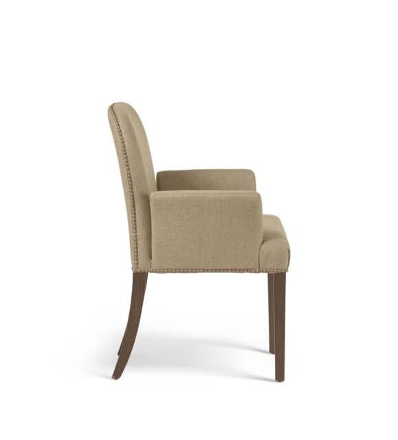 OKA, Stafford Linen Dining Chair with Arms - Wild Oats Wide Herringbone, Dining Chair - image 1