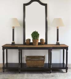 OKA, Upton Large Console Table - Black & Weathered Oak, Console Table