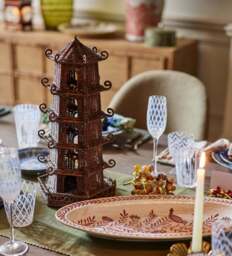 OKA, Rattan Pagoda Lantern - Antique Brown, Candle Holder - thumbnail 1