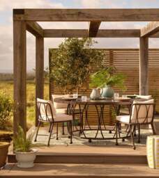 OKA, Rametto Garden Dining Table - Ebony/Brown, Garden Table - thumbnail 1