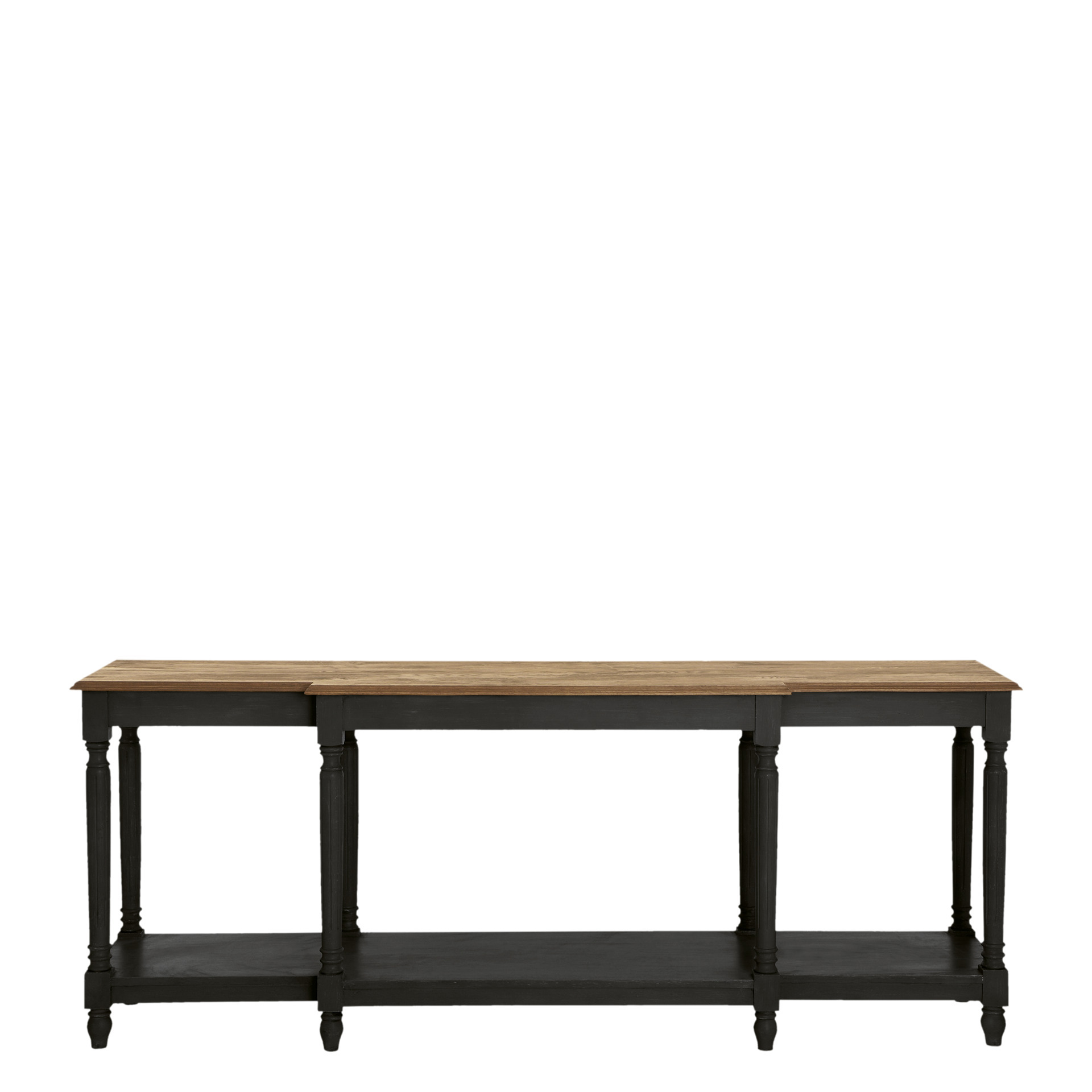 Upton Weathered Oak Top Console Table - Black