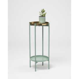 Iggy Green & Gold Metal Plant Pot Stand & Side Table