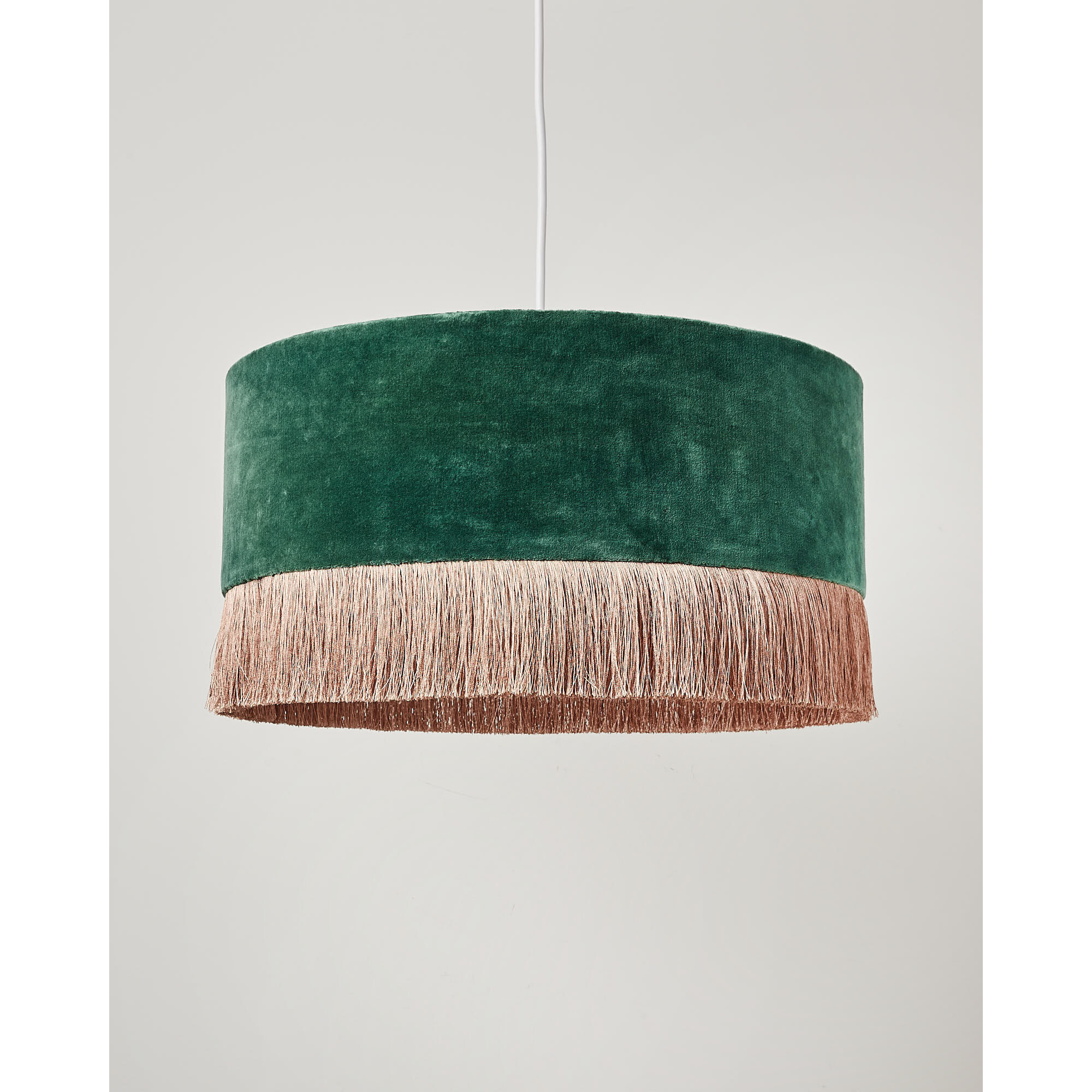 Ero Green Velvet & Tassel Drum Pendant Lamp Shade