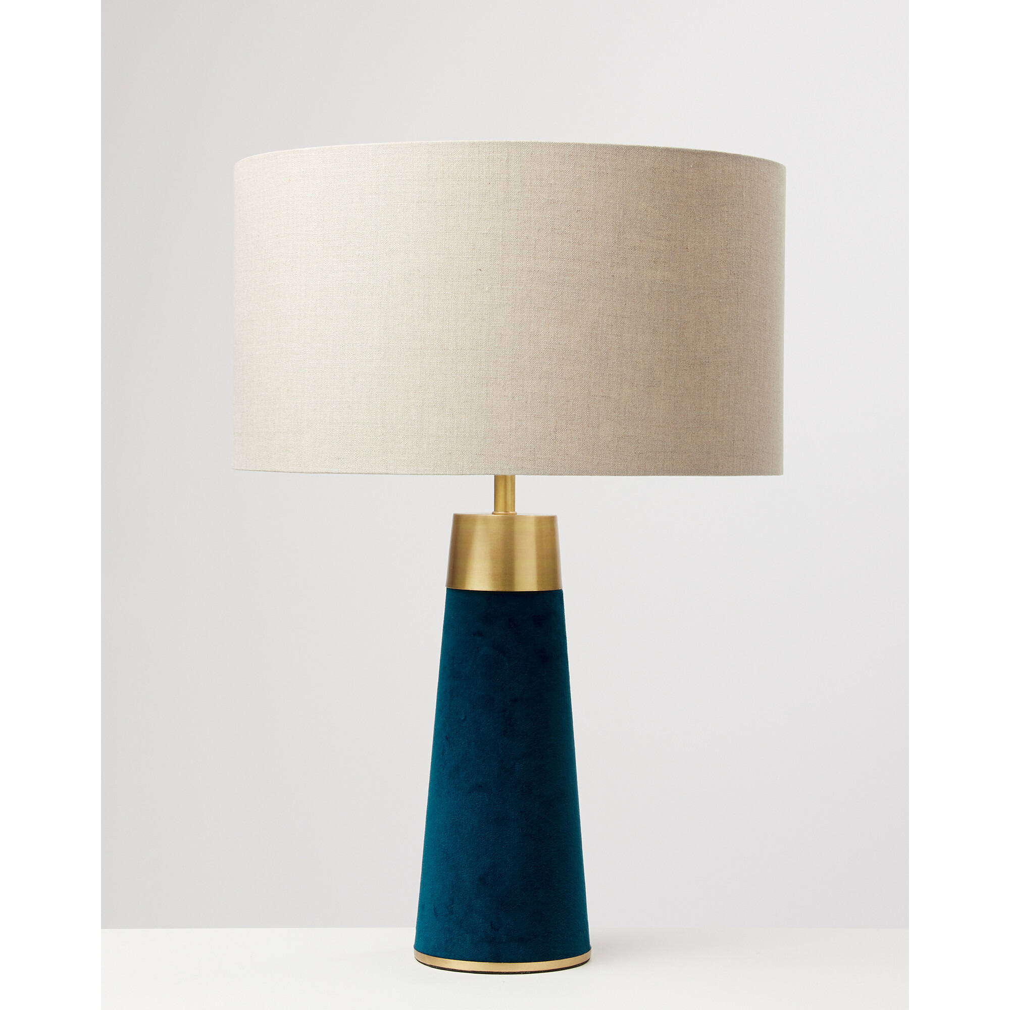 Ero Petrol Blue Velvet Shade Table & Desk Lamp Large