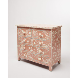 Lohko Rose Pink Floral Inlay Chest of Drawers