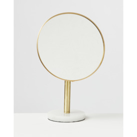 Gold Metal & Marble Round Pivoting Dressing Table Mirror