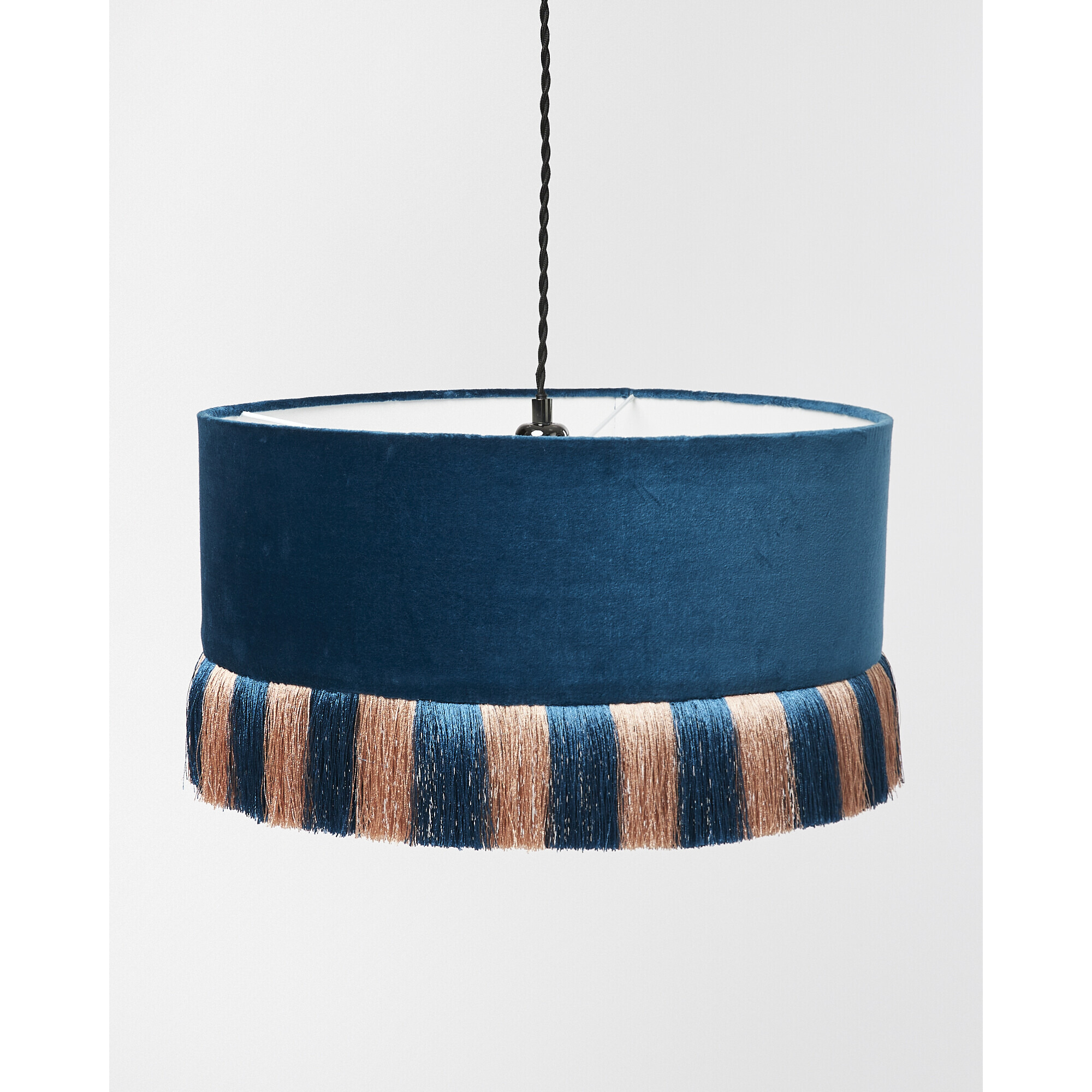 Ero Blue Stripe Velvet Tassel Pendant Lamp Shade
