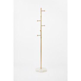 Gold Metal & White Marble Scallop Coat Stand