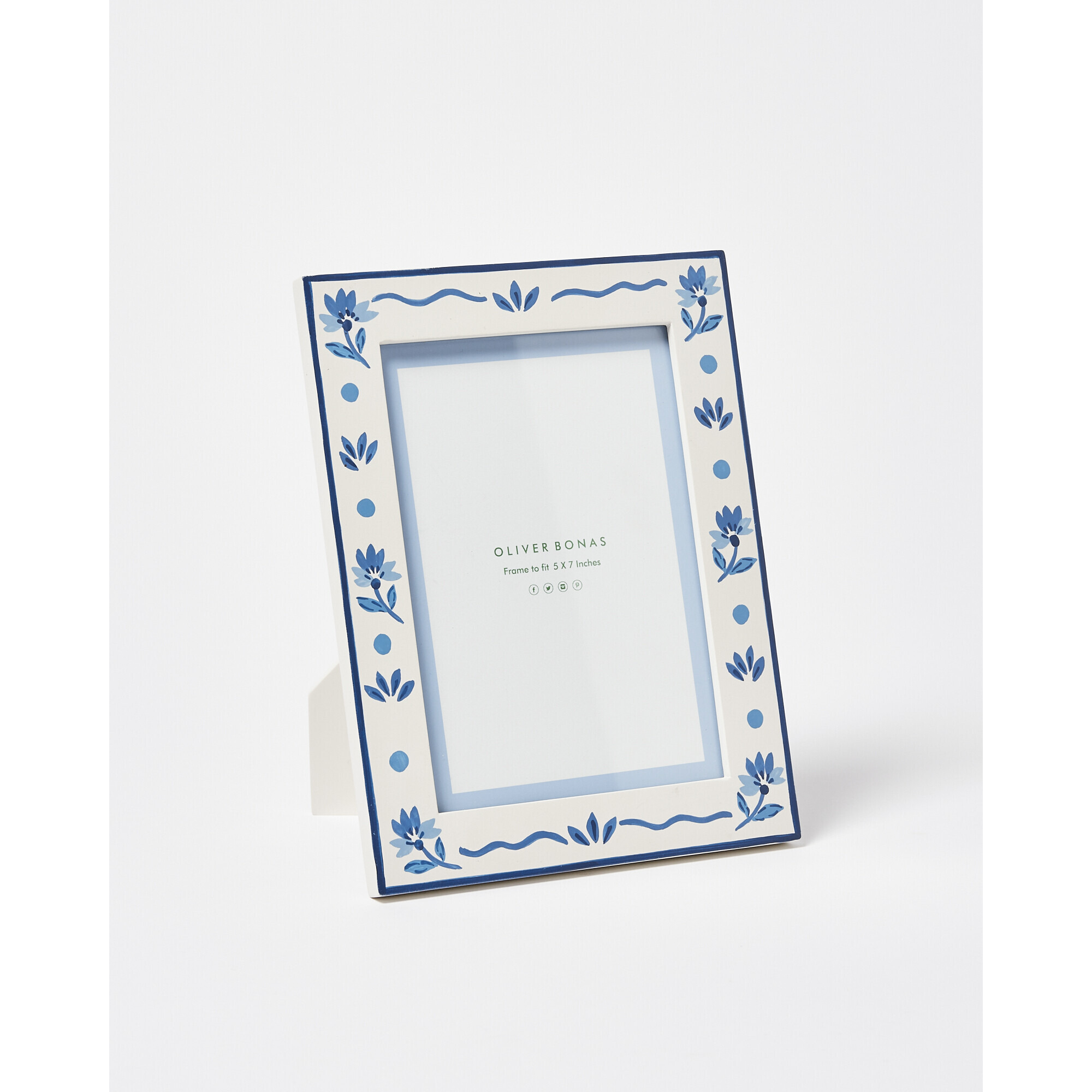 "Millicent Hand Painted Blue Wooden Photo Frame 5x7"""