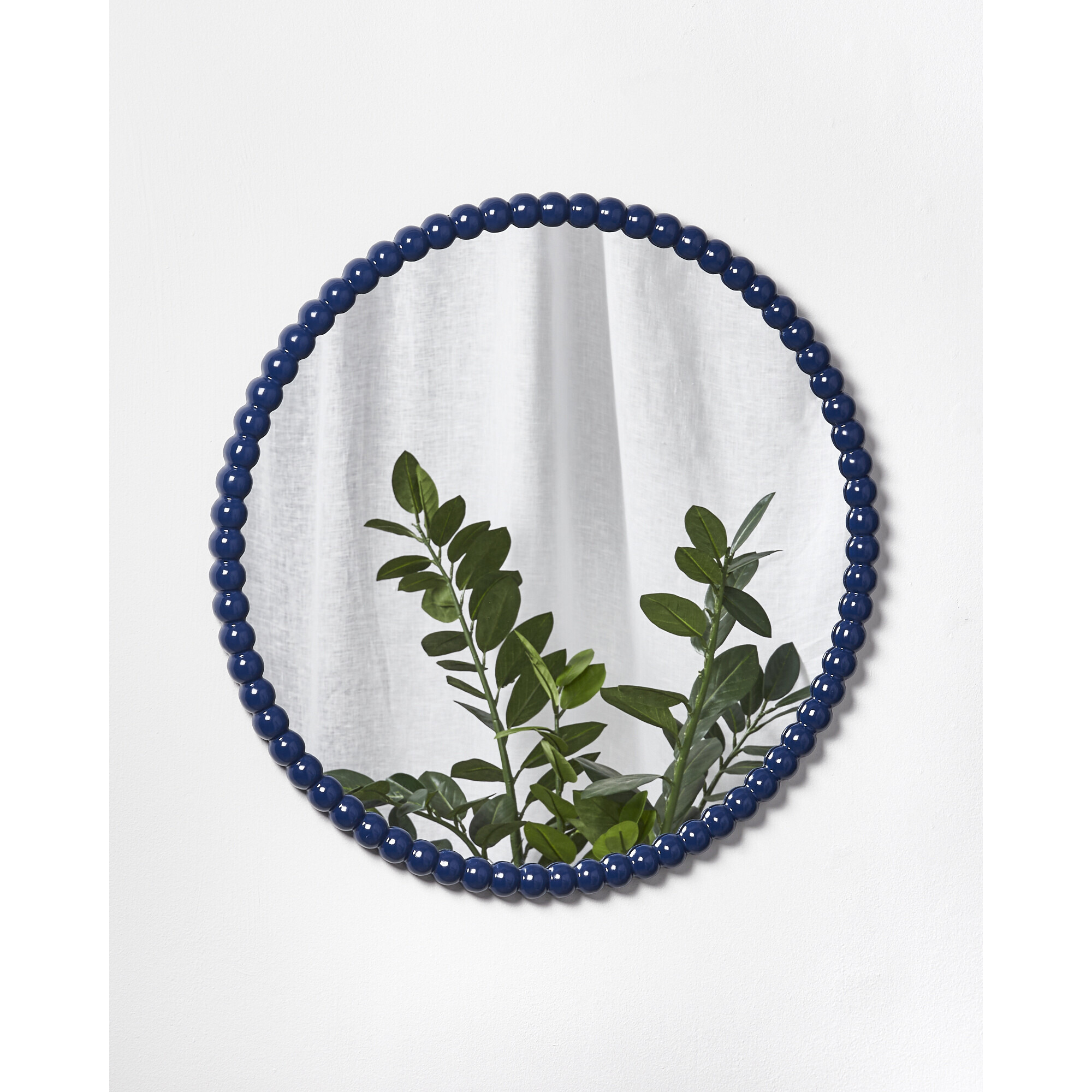 Bobbin Round Blue Wooden Mirror