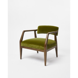 Payen Green Velvet & Rubberwood Armchair