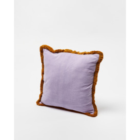 Issey Velvet Fringed Purple Cushion Cover