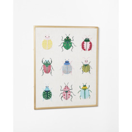 Embroidered Beetles Fabric Wall Art