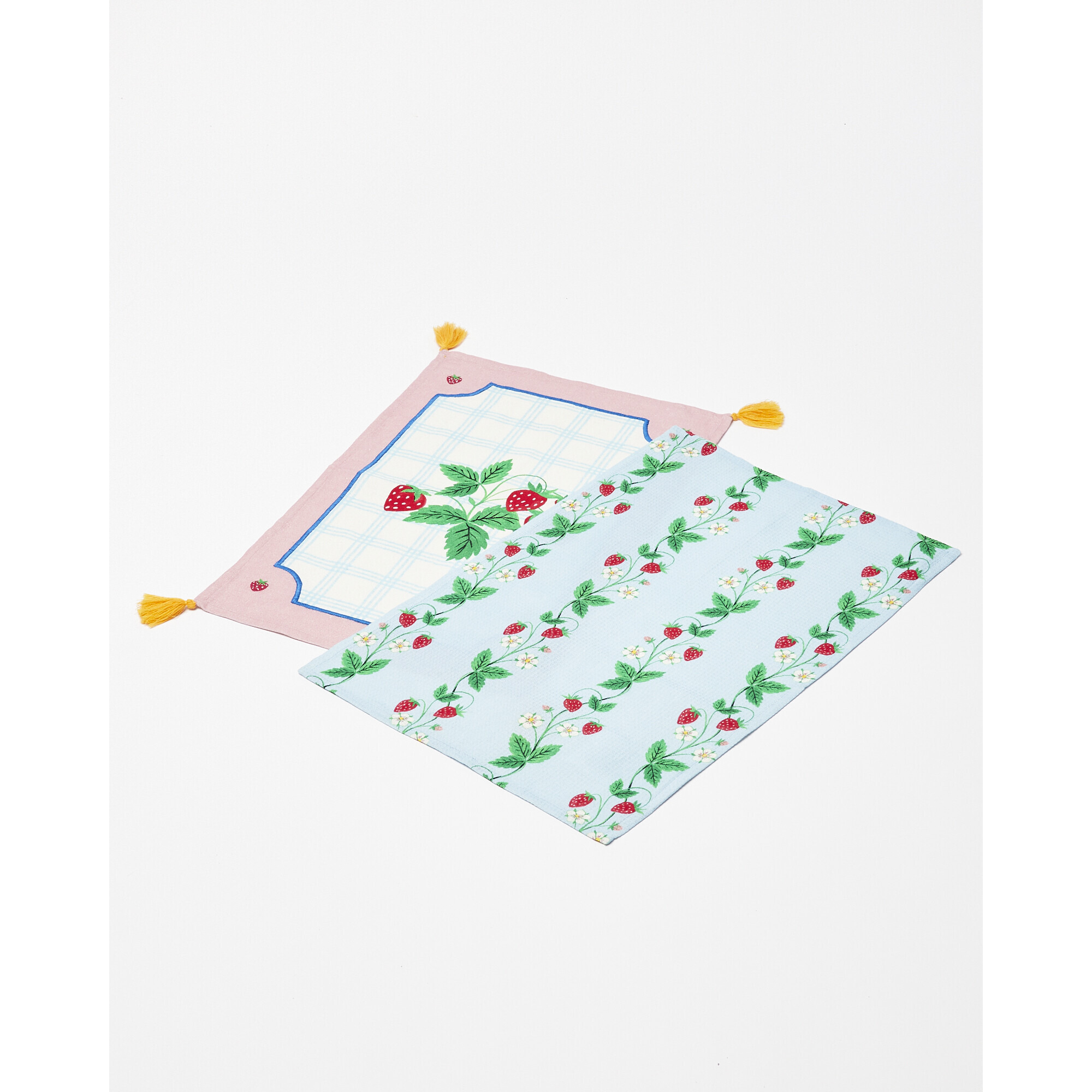 Strawberry Embroidered Tea Towels Set of Two
