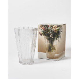 Mia Clear Glass Ribbed Vase
