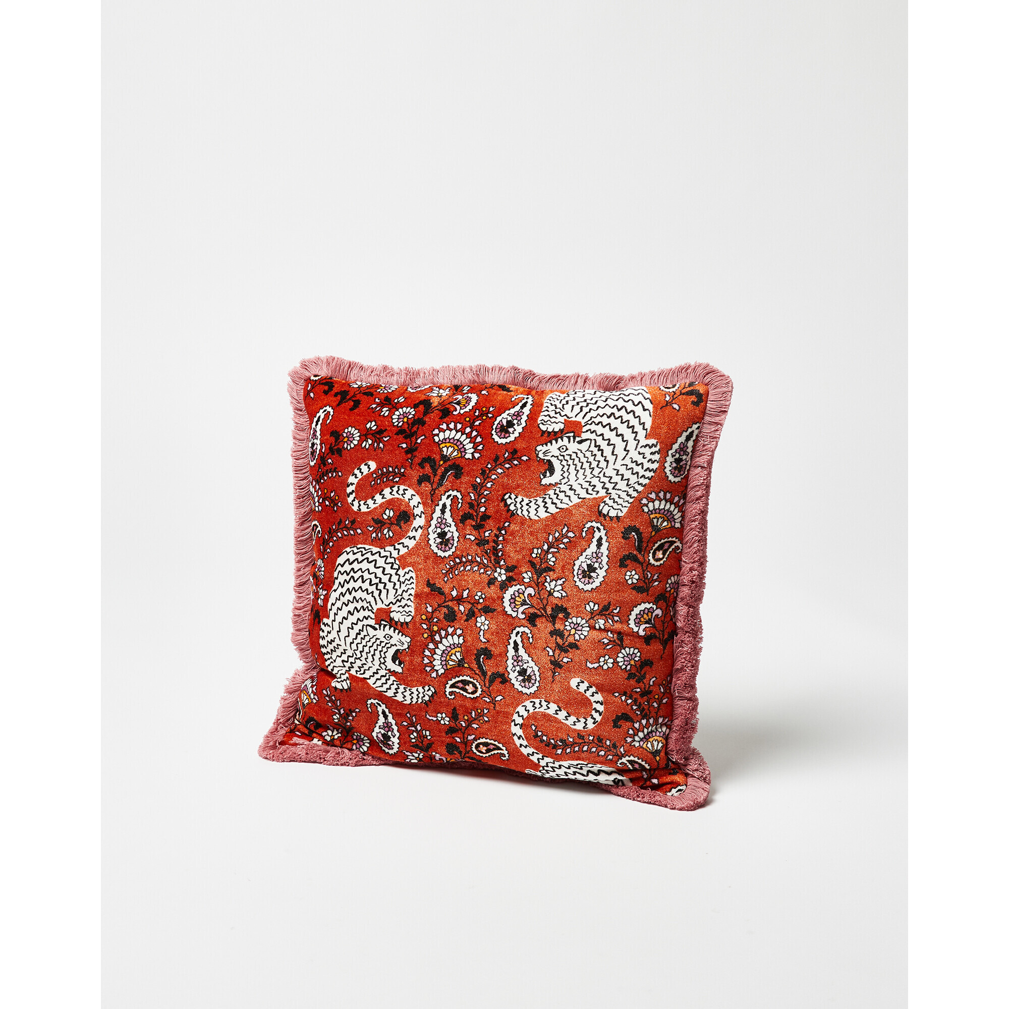 Tiger Red Velvet Cushion Cover