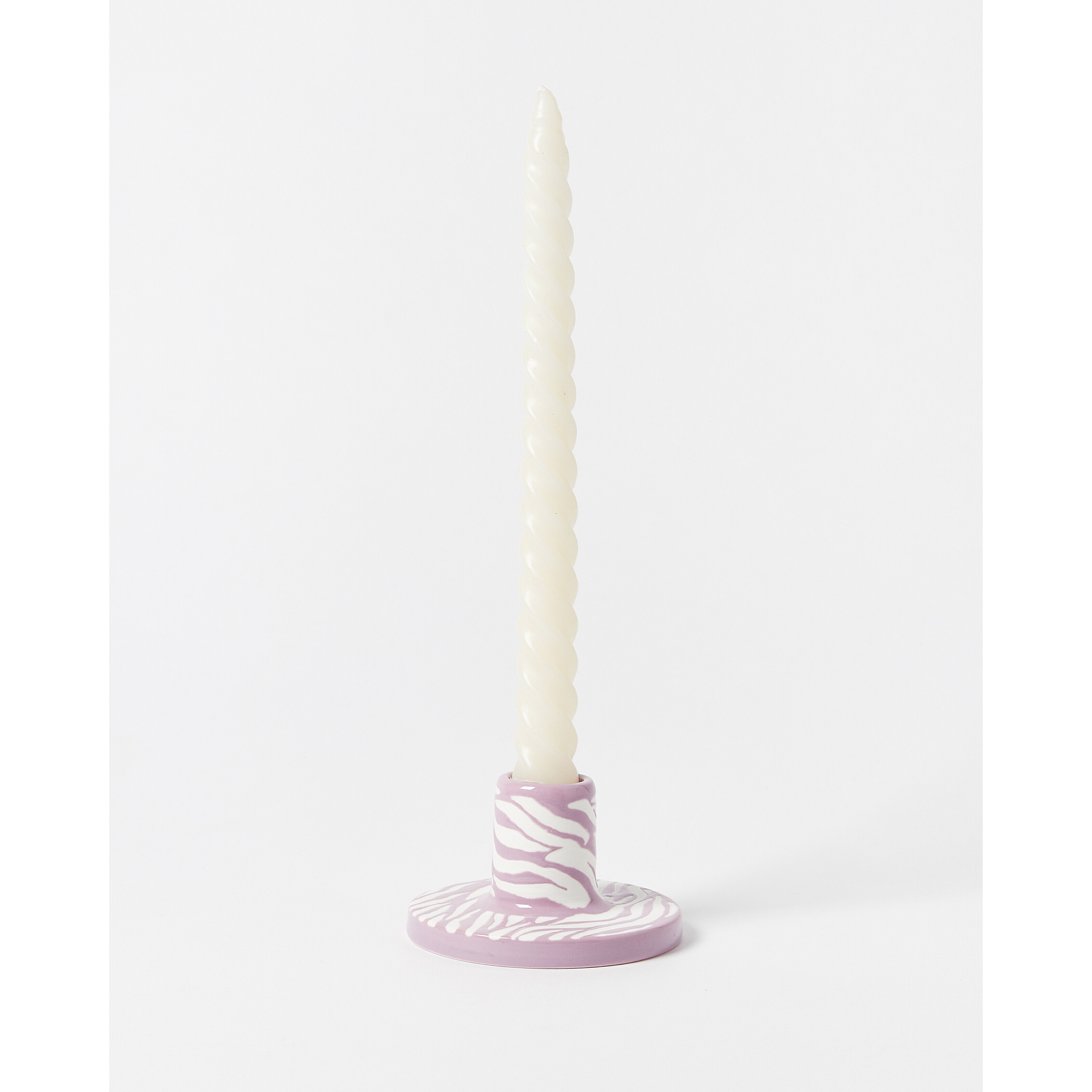 Zebra Purple Ceramic Candlestick Holder