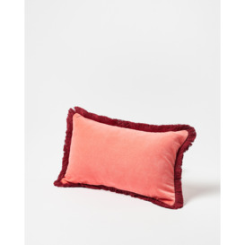 Issey Pink Velvet Fringed Rectangular Cushion Cover