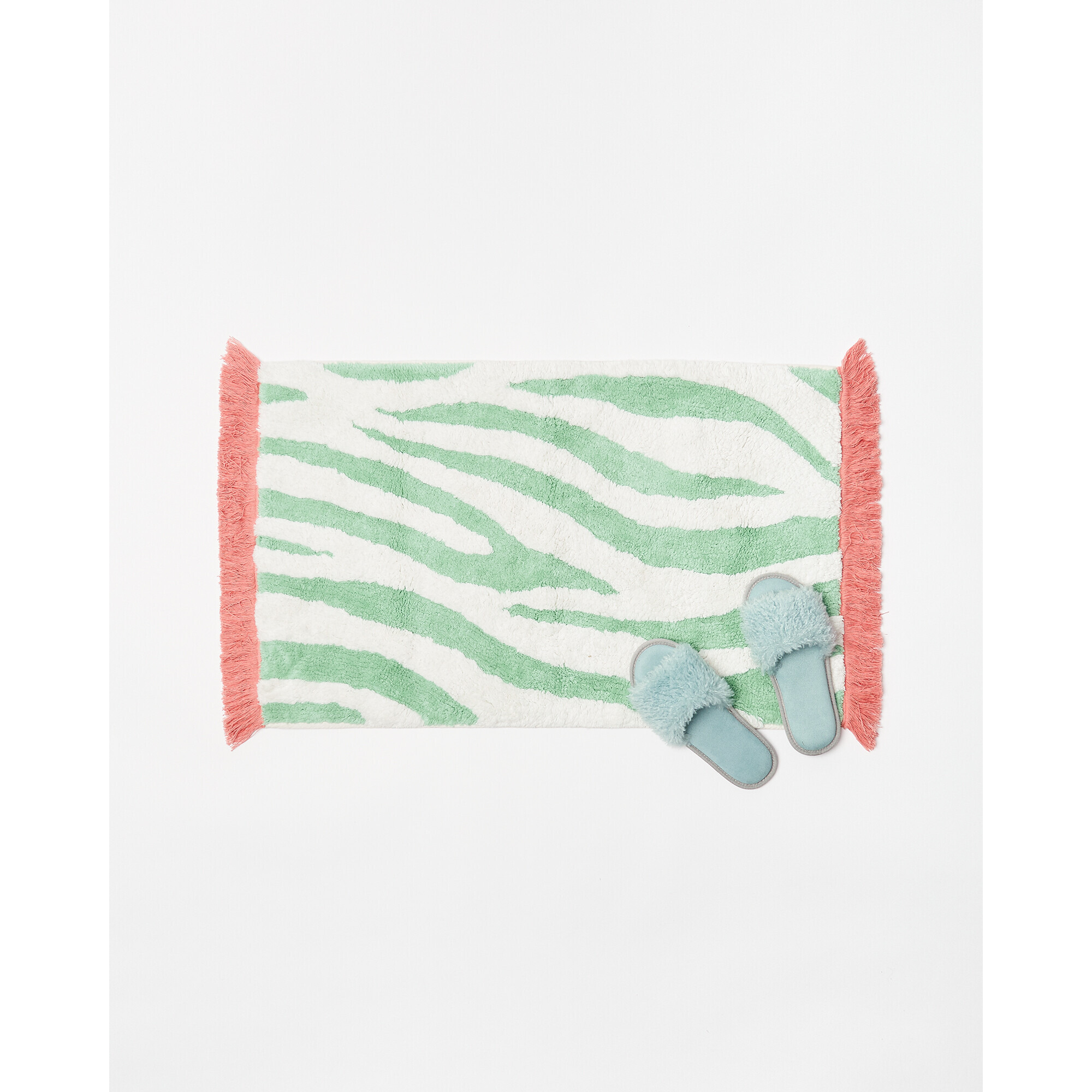 Zebra Green Rectangular Bath Mat