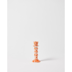Splatter Orange Ceramic Candlestick Holder